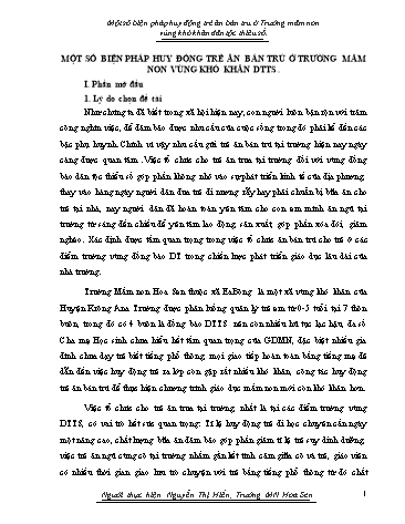 Sáng kiến kinh nghiệm Một số biện pháp huy động trẻ ăn bán trú ở trường Mầm non vùng khó khăn dân tộc thiểu số