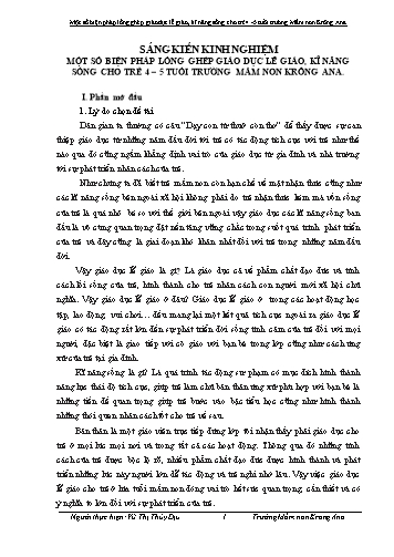 Sáng kiến kinh nghiệm Một số biện pháp lồng ghép giáo dục lễ giáo, kĩ năng sống cho trẻ 4-5 tuổi trường Mầm non Krông Ana