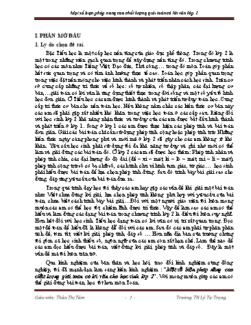 Sáng kiến kinh nghiệm Một số biện pháp nâng cao chất lượng giải toán có lời văn Lớp 2