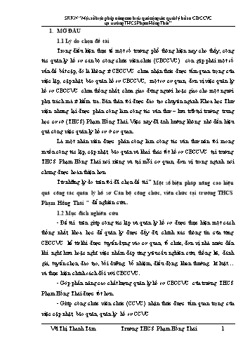 Sáng kiến kinh nghiệm Một số biện pháp nâng cao hiệu quả công tác quản lý hồ sơ Cán bộ công chức, viên chức tại trường THCS Phạm Hồng Thái