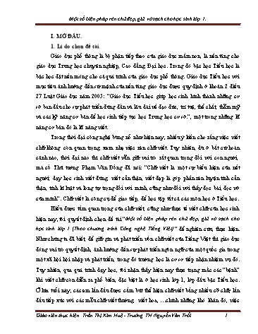 Sáng kiến kinh nghiệm Một số biện pháp rèn chữ đẹp, giữ vở sạch cho học sinh Lớp 1