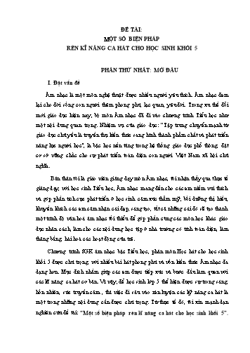Sáng kiến kinh nghiệm Một số biện pháp rèn kĩ năng ca hát cho học sinh Khối 5