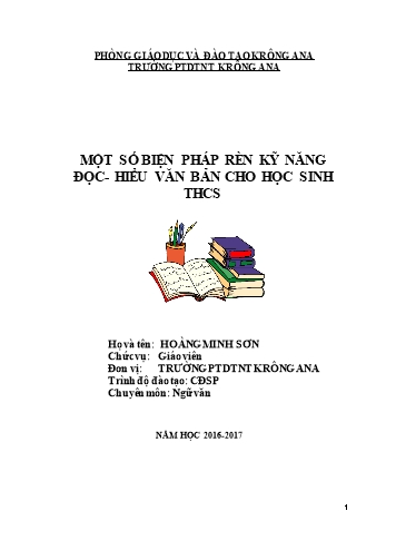 Sáng kiến kinh nghiệm Một số biện pháp rèn kỹ năng đọc hiểu văn bản cho học sinh THCS