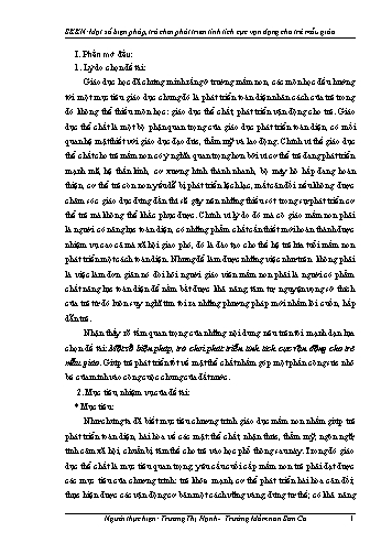 Sáng kiến kinh nghiệm Một số biện pháp, trò chơi phát triển tính tích cực vận động cho trẻ mẫu giáo