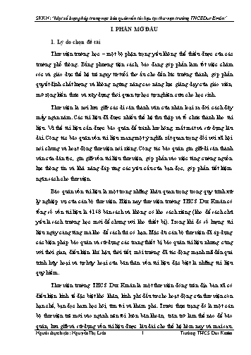 Sáng kiến kinh nghiệm Một số biện pháp trong việc bảo quản vốn tài liệu tại thư viện trường THCS Dur Kmăn