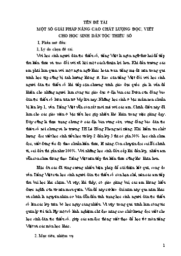 Sáng kiến kinh nghiệm Một số giải pháp nâng cao chất lượng đọc, viết cho học sinh dân tộc thiểu số