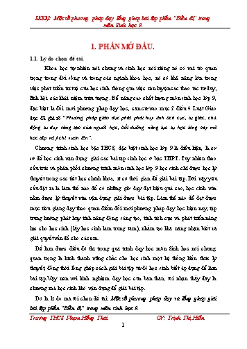 Sáng kiến kinh nghiệm Một số phương pháp dạy lồng ghép bài tập phần Biến dị trong môn Sinh học 9