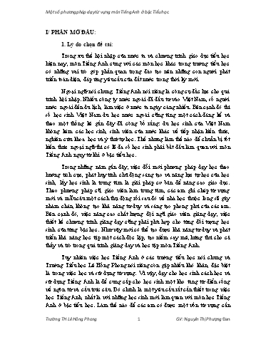 Sáng kiến kinh nghiệm Một số phương pháp dạy từ vựng môn Tiếng Anh ở bậc Tiểu học