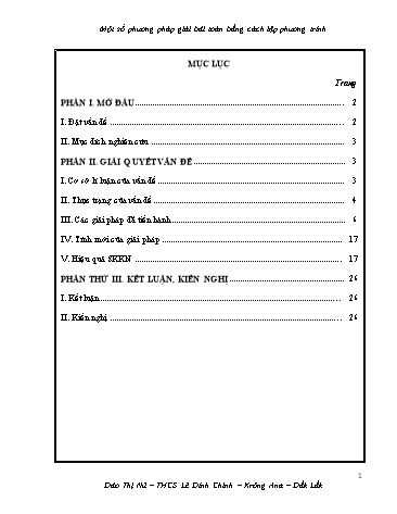 Sáng kiến kinh nghiệm Một số phương pháp giải bài toán bằng cách lập phương trình