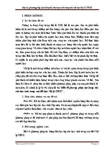 Sáng kiến kinh nghiệm Một số phương pháp tạo hứng thú cho học sinh trong các tiết học Vật lý THCS