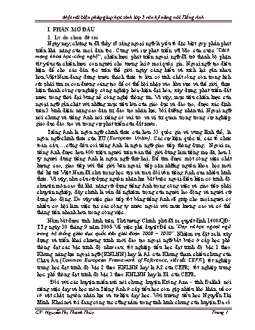 Sáng kiến kinh nghiệm Một vài biện pháp giúp học sinh Lớp 5 rèn kỹ năng nói Tiếng Anh