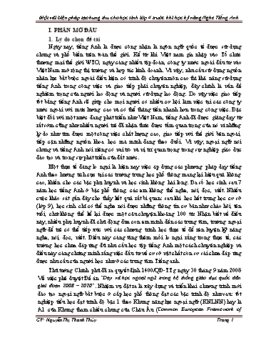 Sáng kiến kinh nghiệm Một vài biện pháp tạo hứng thú cho học sinh Lớp 4 trước khi học kỹ năng nghe Tiếng Anh