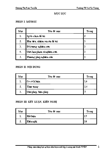 Sáng kiến kinh nghiệm Nâng cao năng lực tự học cho học sinh Lớp 3 trong mô hình VNEN