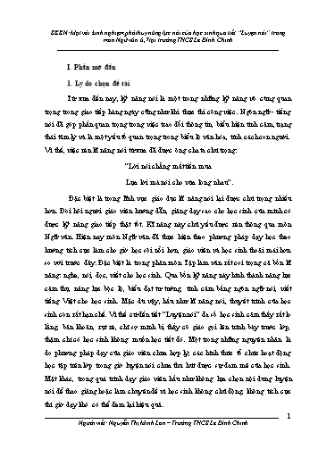 Sáng kiến kinh nghiệm Phát huy năng lực nói của học sinh qua tiết “Luyện nói” trong môn Ngữ văn 6, 7 tại trường THCS Lê Đình Chinh
