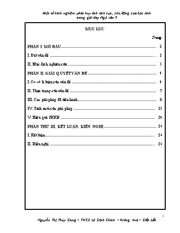 Sáng kiến kinh nghiệm Phát huy tính tích cực, chủ động của học sinh trong giờ dạy Ngữ văn 9