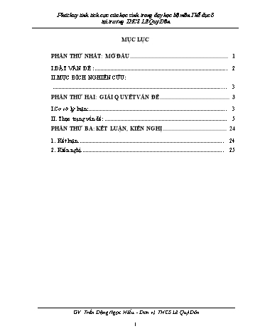 Sáng kiến kinh nghiệm Phát huy tính tích cực của học sinh trong dạy học bộ môn Thể dục 8 tại trường THCS Lê Quý Đôn