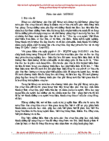 Sáng kiến kinh nghiệm Phát huy tính tích cực của học sinh trong học môn Giáo dục công dân 6 thông qua hoạt động trải nghiệm sáng tạo