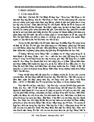 Sáng kiến kinh nghiệm Rèn kĩ năng đọc đúng cho học sinh Lớp 1 Dân tộc thiểu số ở trường Tiểu học Võ Thị Sáu