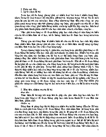Sáng kiến kinh nghiệm Rèn kĩ năng giải toán bằng sơ đồ đoạn thẳng cho học sinh Lớp 4
