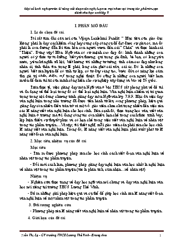 Sáng kiến kinh nghiệm Rèn kĩ năng viết đoạn văn nghị luận về một nhân vật trong tác phẩm truyện dành cho học sinh Lớp 9