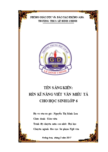 Sáng kiến kinh nghiệm Rèn kĩ năng viết văn miêu tả cho học sinh Lớp 6