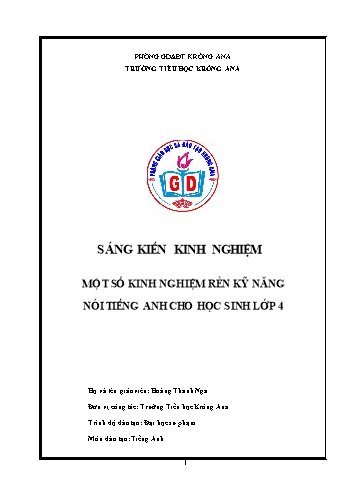 Sáng kiến kinh nghiệm Rèn kỹ năng nói Tiếng Anh cho học sinh Lớp 4