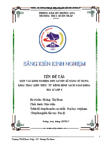 Sáng kiến kinh nghiệm Rèn luyện kĩ năng sử dụng, khai thác kiến thức từ kênh hình SGK Địa lí 8