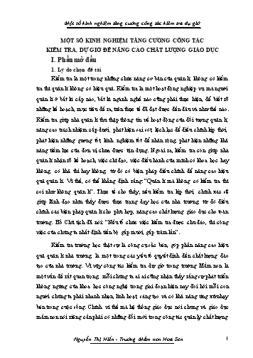 Sáng kiến kinh nghiệm Tăng cường công tác kiểm tra dự giờ