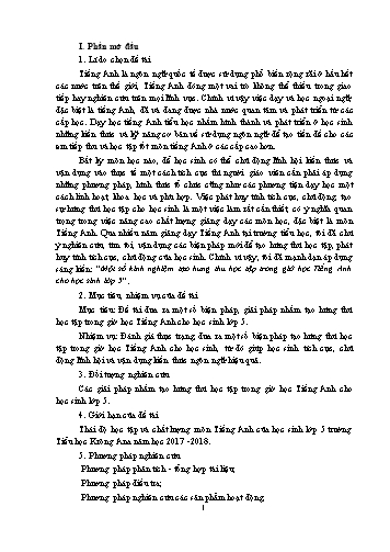 Sáng kiến kinh nghiệm Tạo hứng thú học tập trong giờ học Tiếng Anh cho học sinh Lớp 5