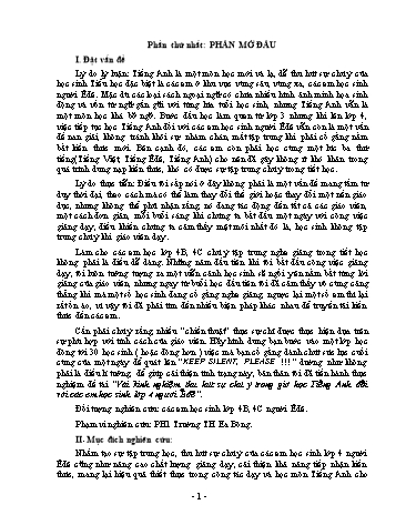 Sáng kiến kinh nghiệm Thu hút sự chú ý trong giờ học Tiếng Anh đối với các em học sinh Lớp 4 người Ê-đê
