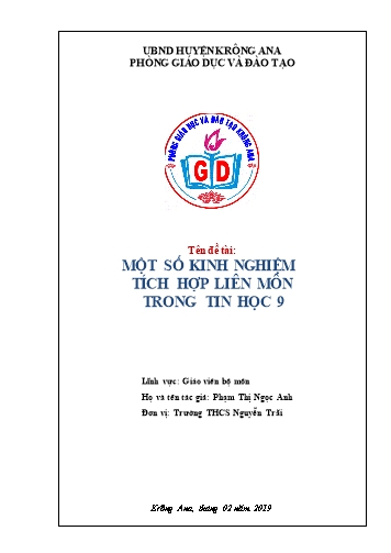 Sáng kiến kinh nghiệm Tích hợp liên môn trong Tin học 9