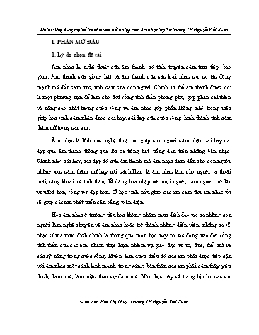 Sáng kiến kinh nghiệm Ứng dụng một số trò chơi vào tiết ôn tập môn Âm nhạc Lớp 4 ở trường Tiểu học Nguyễn Viết Xuân