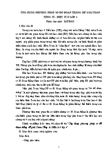 Sáng kiến kinh nghiệm Ứng dụng phương pháp sơ đồ đoạn thẳng để giải Toán tổng tỉ - hiệu tỉ ở Lớp 4