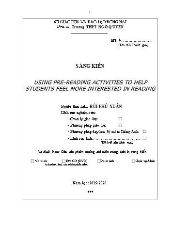 Sáng kiến kinh nghiệm Using pre-reading activities to help students feel more interested in reading