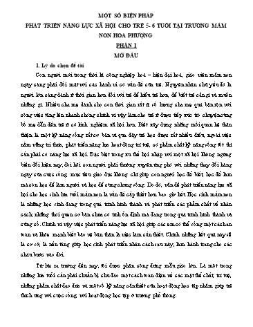 Sáng kiến kinh nghiệm Vai trò của người lớn trong việc phát triển năng lực xã hội cho trẻ em
