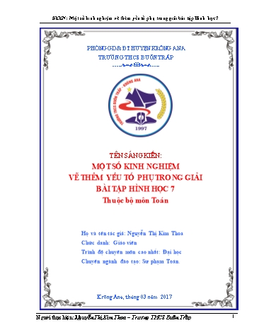 Sáng kiến kinh nghiệm Vẽ thêm yếu tố phụ trong giải bài tập Hình học 7