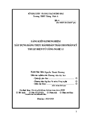 Sáng kiến kinh nghiệm Xây dựng bảng thực hành dàn trải cho phần kỹ thuật điện tử Công nghệ 12