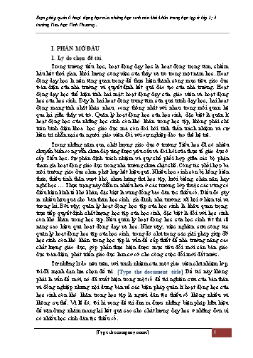 SKKN Biện pháp quản lí hoạt động học của những học sinh còn khó khăn trong học tập ở Lớp 2, 3 trường Tiểu học Tình Thương