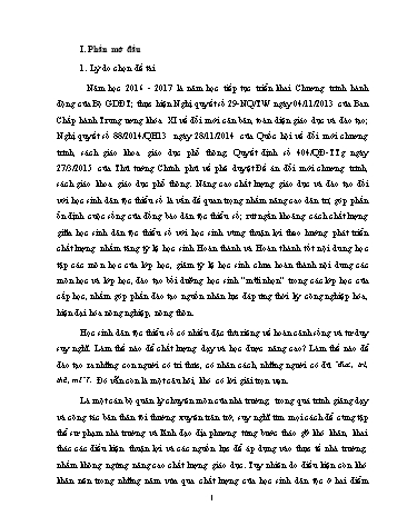 SKKN Chỉ đạo nâng cao chất lượng dạy học cho học sinh dân tộc thiểu số Lớp 1, 2 của trường Tiểu học Lê Hồng Phong