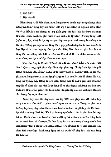SKKN Dạy dạng bài tập “Đặt dấu phẩy vào chỗ thích hợp trong câu văn cho sẵn” ở phân môn Luyện từ và câu Lớp 3