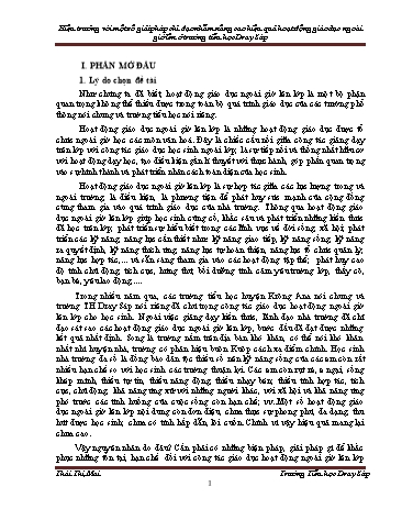SKKN Hiệu trưởng với một số giải pháp chỉ đạo nhằm nâng cao hiệu quả hoạt động giáo dục ngoài giờ lên ở trường Tiểu học Dray Sáp