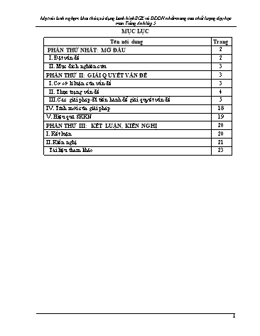 SKKN Khai thác, sử dụng kênh hình sách giáo khoa và đồ dùng dạy học nhằm nâng cao chất lượng dạy học môn Tiếng Anh Lớp 5