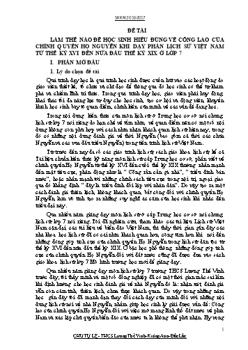 SKKN Làm thế nào để học sinh hiểu đúng về công lao của chính quyền họ Nguyễn khi dạy phần lịch sử Việt Nam từ thế kỷ XVI đến nửa đầu thế kỷ XIX ở Lớp 7