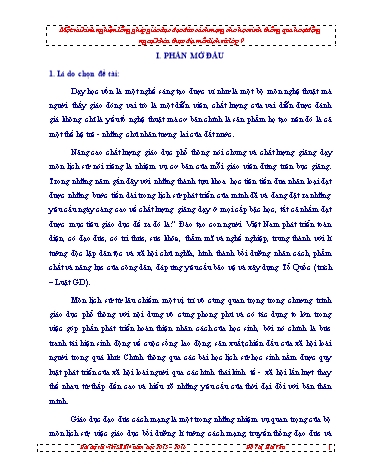 SKKN Lồng ghép giáo dục đạo đức cách mạng cho học sinh thông qua hoạt động ngoại khóa thực địa môn Lịch sử Lớp 9