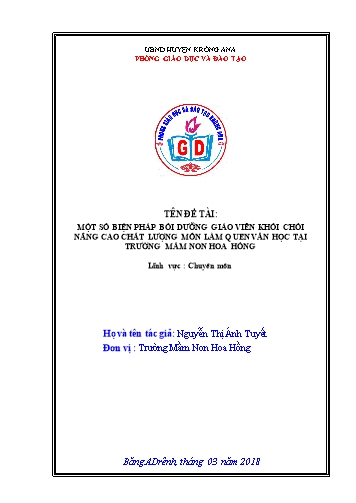 SKKN Một số biện pháp bồi dưỡng giáo viên khối Chồi nâng cao chất lượng môn làm quen văn học tại trường Mầm non Hoa Hồng