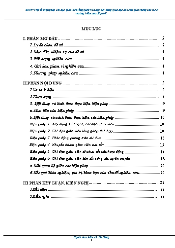 SKKN Một số biện pháp chỉ đạo giáo viên lồng ghép tích hợp nội dung giáo dục an toàn giao thông cho trẻ ở trường Mầm non Họa Mi