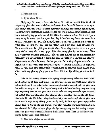 SKKN Một số biện pháp chỉ đạo trong công tác bồi dưỡng chuyên môn cho giáo viên trường Mầm non Bình Minh- Buôn Tuôr A - Xã Đray Sáp - Huyện Krông Ana - Tỉnh Đăk Lăk