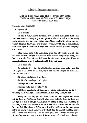 SKKN Một số biện pháp cho trẻ 3-4 tuổi Lớp Mầm 1 trường Mầm non Krông Ana yêu thích học các tác phẩm văn học