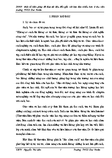 SKKN Một số biện pháp để đưa tài liệu đến gần với bạn đọc nhiều hơn ở thư viện trường THCS Dur Kmăn