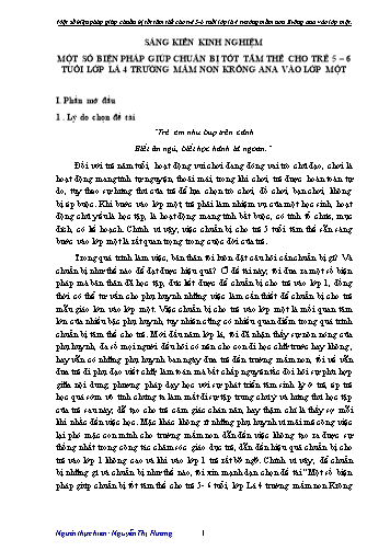 SKKN Một số biện pháp giúp chuẩn bị tốt tâm thế cho trẻ 5-6 tuổi lớp Lá 4 trường Mầm non Krông Ana vào Lớp 1